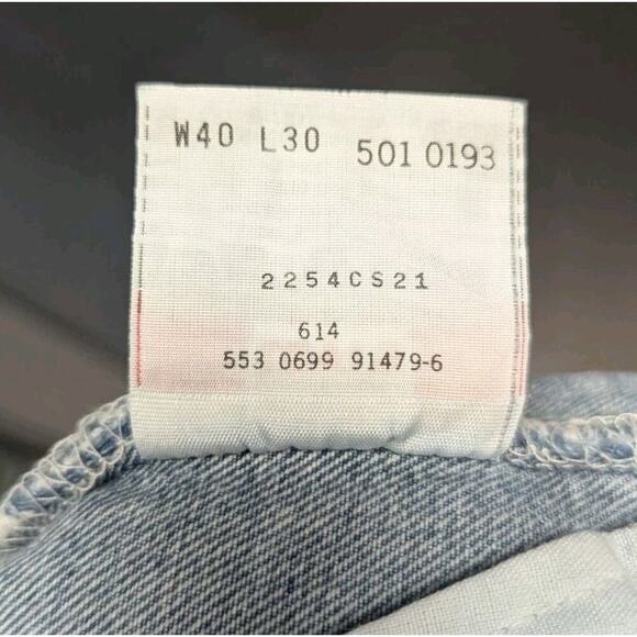 1999 Levis 501 Jeans Mens 40x30 Denim Button Fly Made USA Straight Leg 90s 497 - Picture 9 of 12